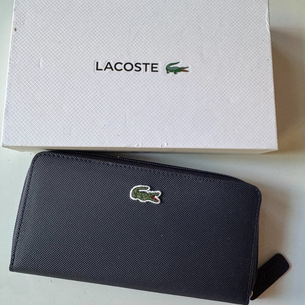 NWOT Lacoste Dark Blue Zip Wallet